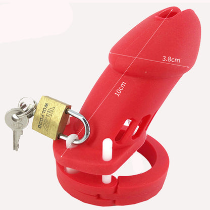 Red Silicone Chastity Cage - Long - image 1