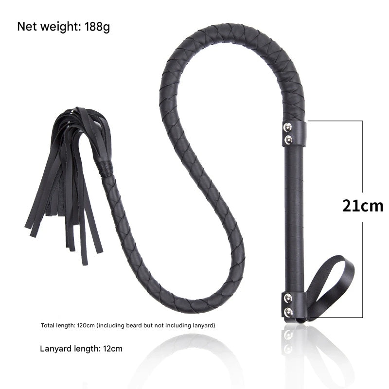 Horse Whip Braided PU Leather Whip Riding Crop and Whips - 120CM - image 1