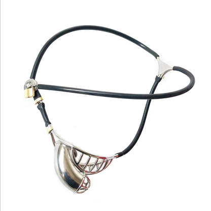 Men's Thong Semi Hollow Invisible Chastity Belt - Black - image 4