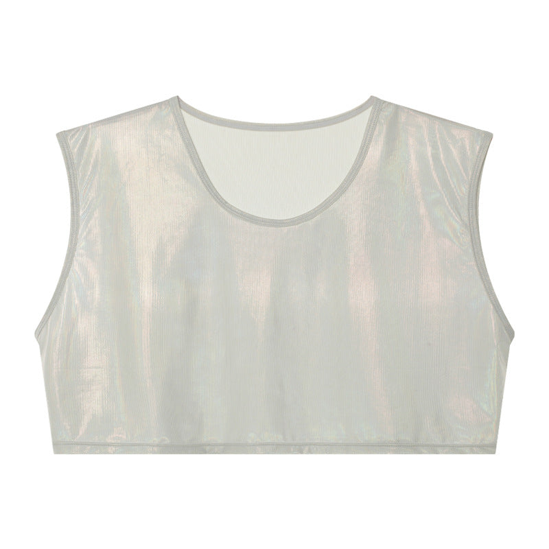 Faux Leather Cropped Tee - image 1