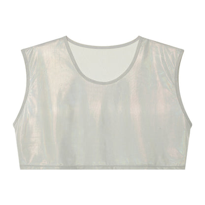 Faux Leather Cropped Tee - image 1