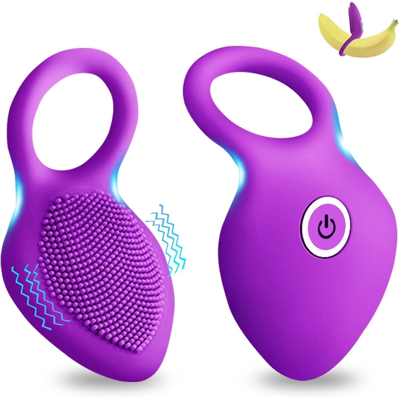 10-Speed Vibrating Cock Ring - Rechargeable Stretchy Silicone Ring for Couples - Purple - image 9