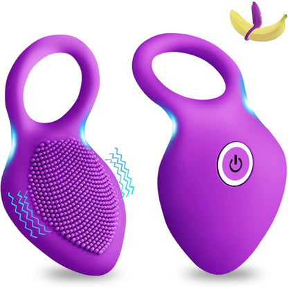 10-Speed Vibrating Cock Ring - Rechargeable Stretchy Silicone Ring for Couples - Purple - image 9