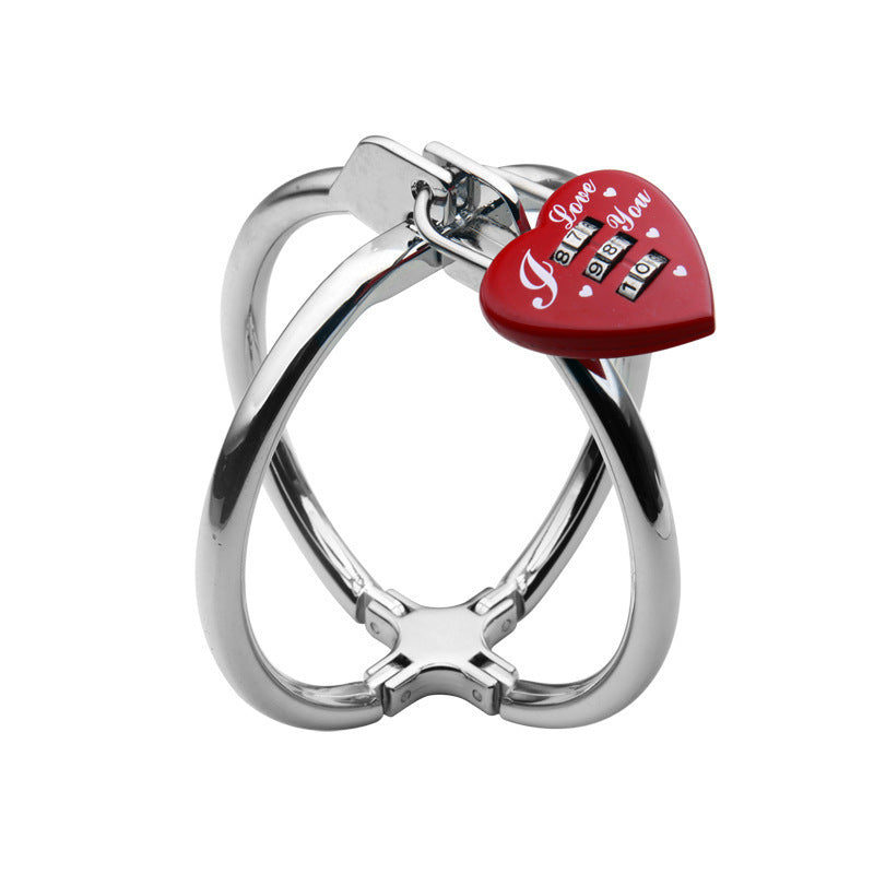 BDSM CBT Handcuff - Silver - combination lock - image 2