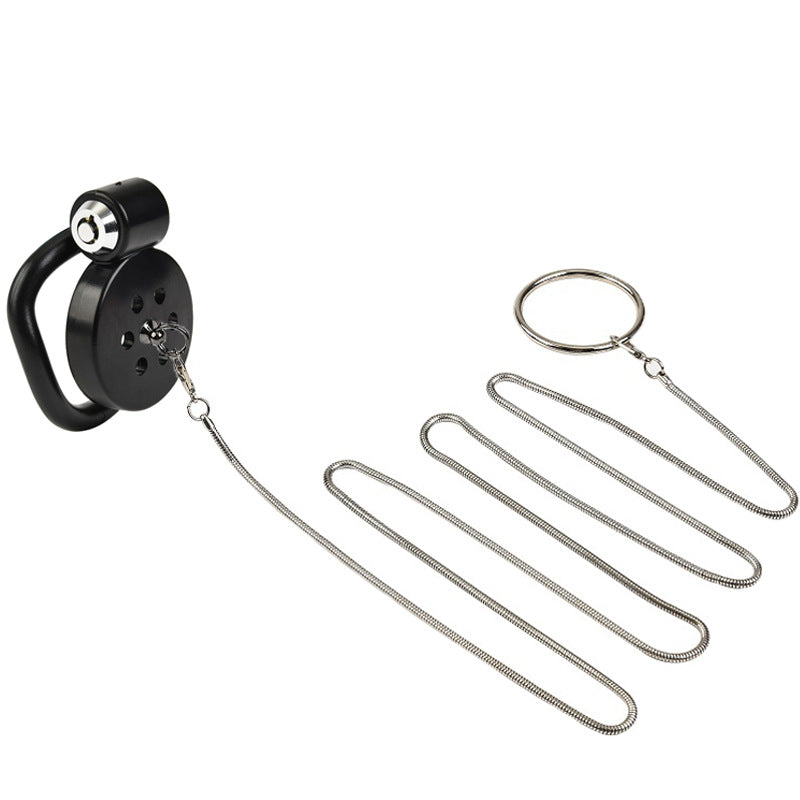 Chastity Cage with Traction Rope – BDSM Bondage Restraint Sex Toy - Black - image 0