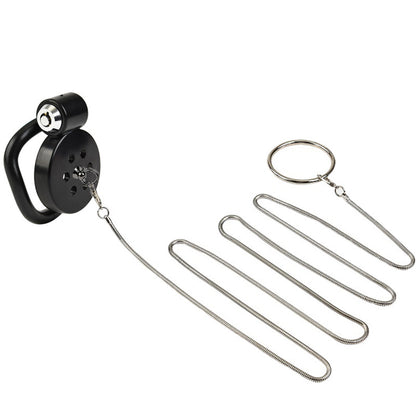 Chastity Cage with Traction Rope – BDSM Bondage Restraint Sex Toy - Black - image 0