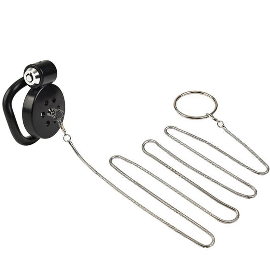 Chastity Cage with Traction Rope – BDSM Bondage Restraint Sex Toy - Black - image 0