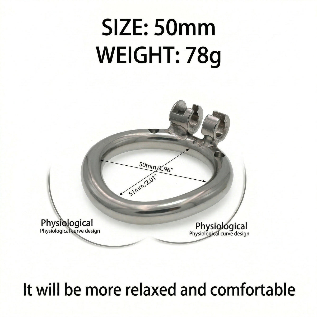 Stainless Steel Male Chastity Cage with Secure Lock - 50mm - image 1