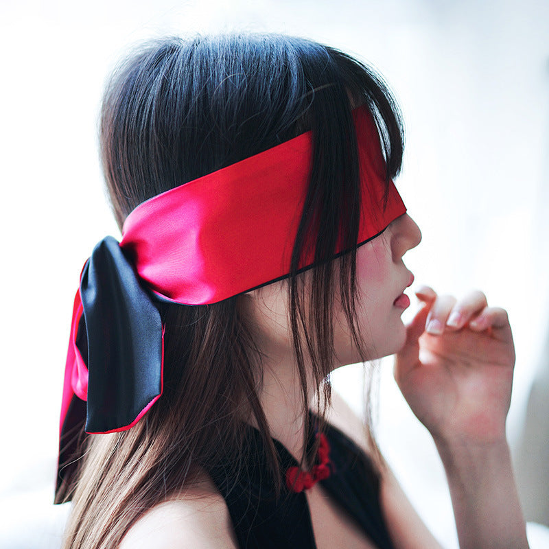 BDSM Silk Blindfold - Red & Black - image 0