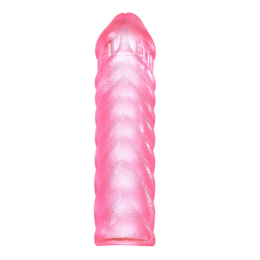 Reusable Silicon Condom Dotted Penis Sleeve For Men - Pink - image 0