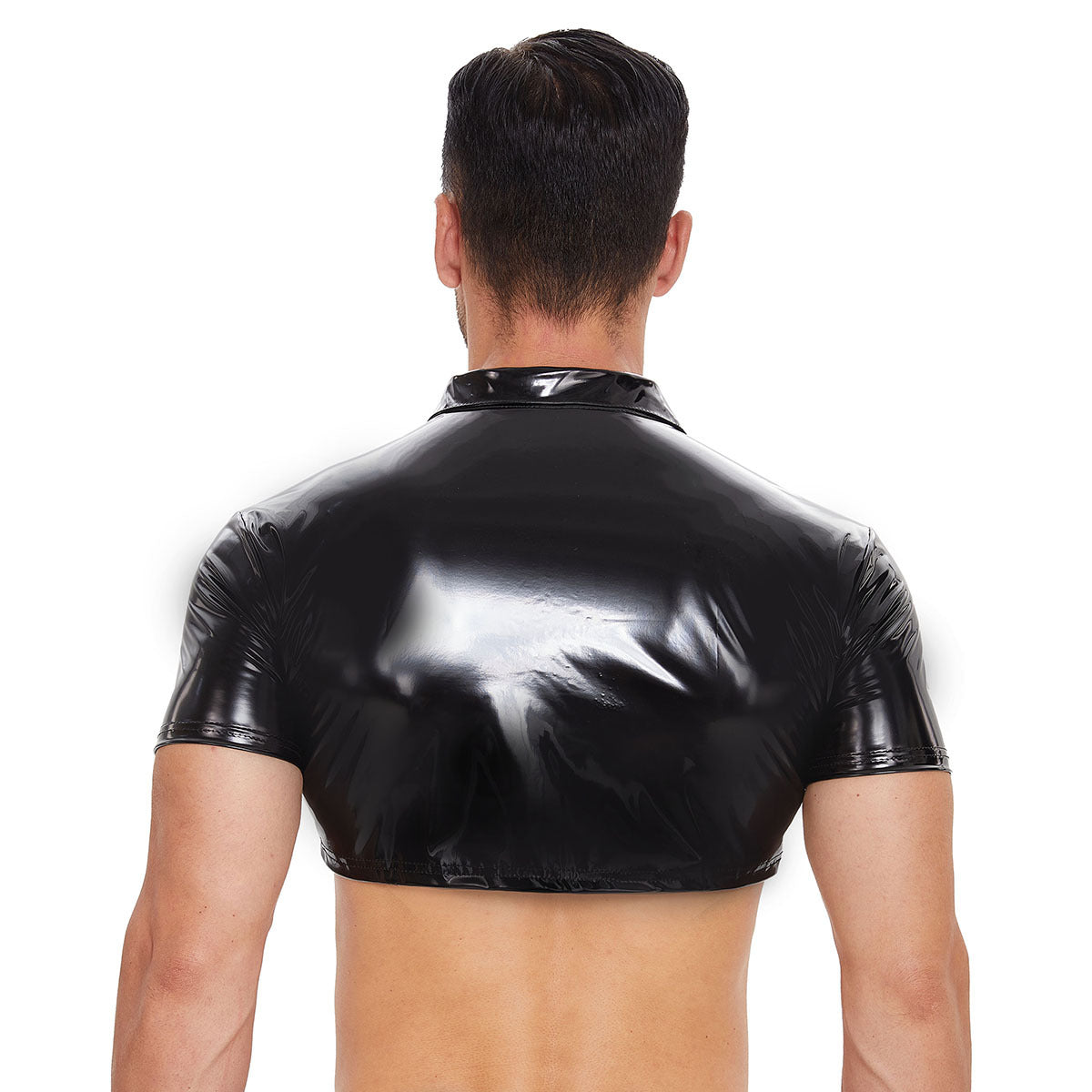 Men Sexy Leather Shirt With Glossy Pvc Leather - image 1