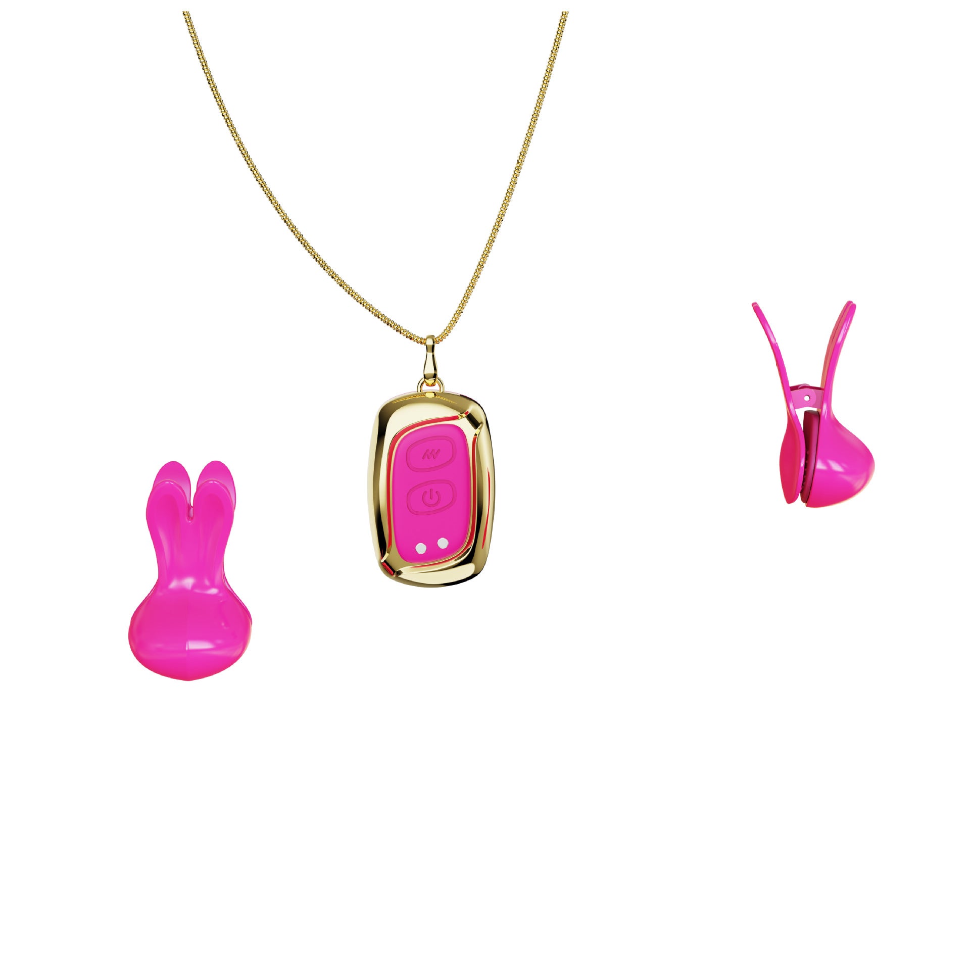 FluffyPulse Bunny – Hanging Rabbit Nipple Vibrator - Rose - image 0