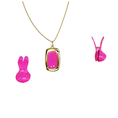 FluffyPulse Bunny – Hanging Rabbit Nipple Vibrator - Rose - image 0