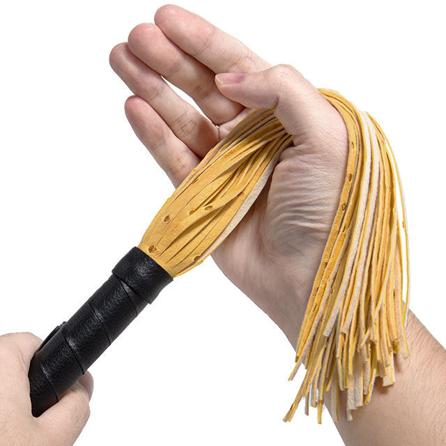 Yellow Pu Leather Tassels Flogger Horse Riding Whip - image 0
