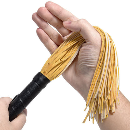 Yellow Pu Leather Tassels Flogger Horse Riding Whip - image 0
