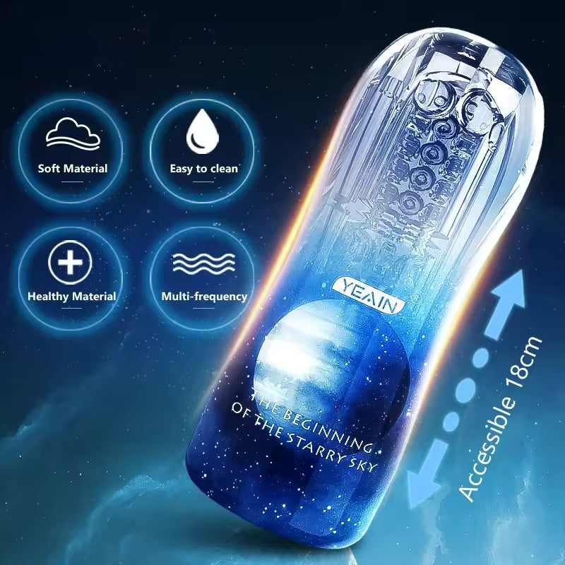 Male Masturbator Cup Soft Silicone Massager for Men Toys-Blue With Vibrations - image 17