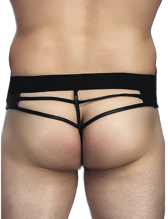 Man Faux Leather Strappy Thong - image 3
