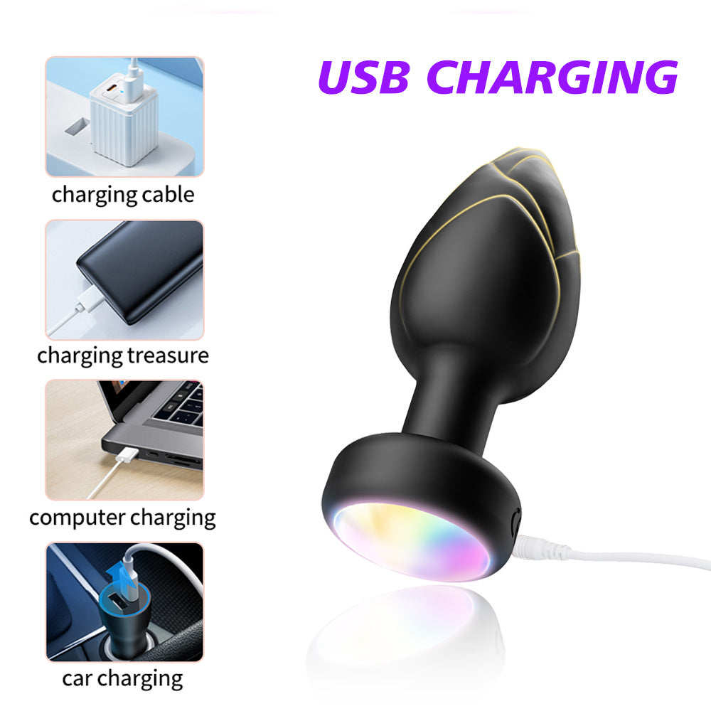 Led Light Up Butt Plug With 10 Vibration Modes with Remote - Black - image 1
