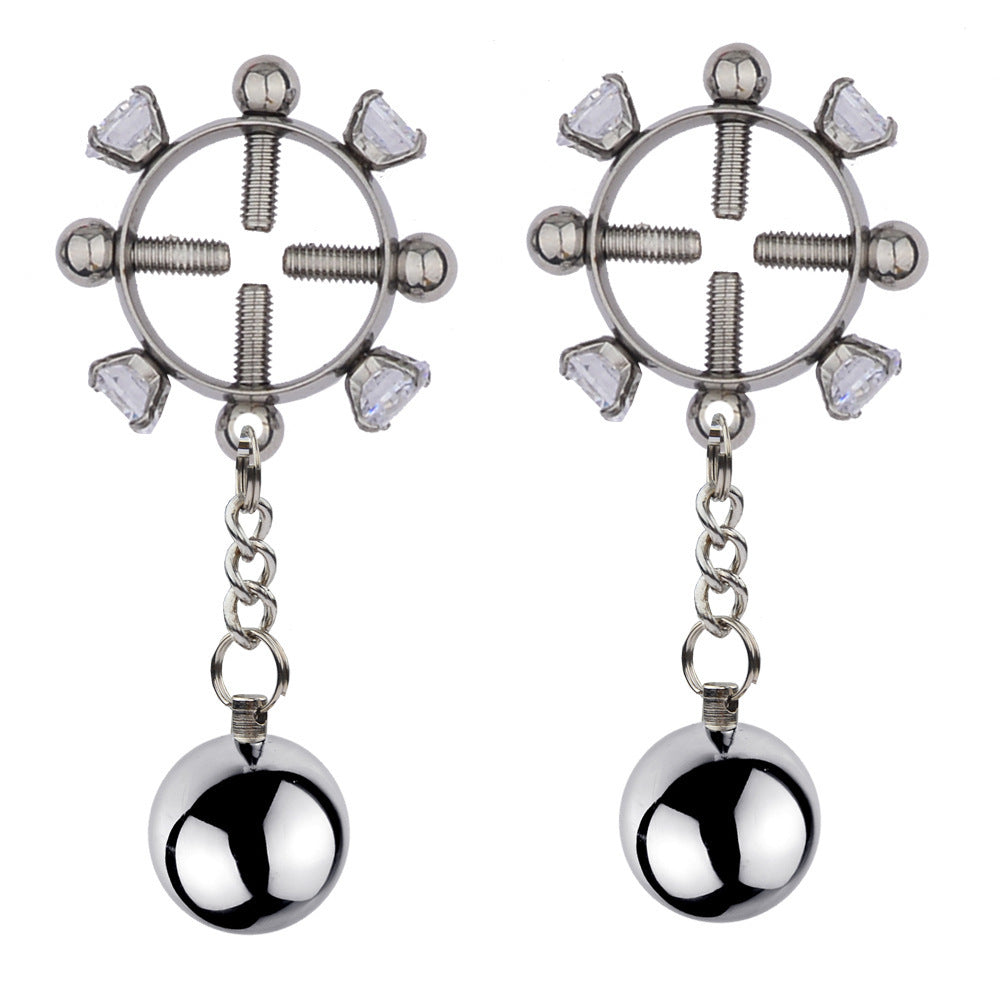 BDSM Diamond Cross Screw Nipple Clamps Nipple Clips - Silver - image 0