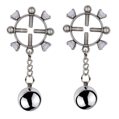 BDSM Diamond Cross Screw Nipple Clamps Nipple Clips - Silver - image 0