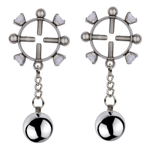 BDSM Diamond Cross Screw Nipple Clamps Nipple Clips - Silver - image 0