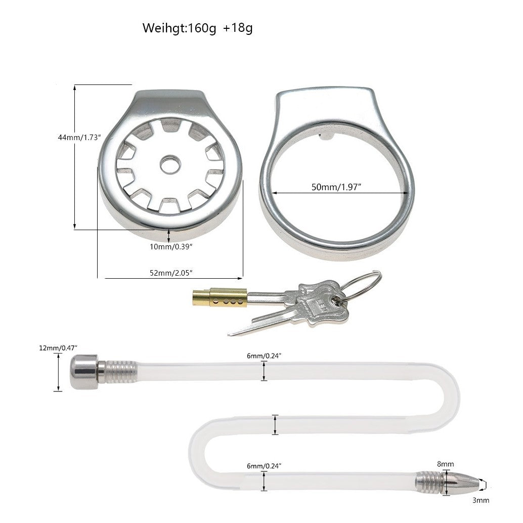 Thickened Stainless Steel Chastity Cage with 11.8-Inch Catheter – 4 Ring Sizes - B - 1.97'' - image 9
