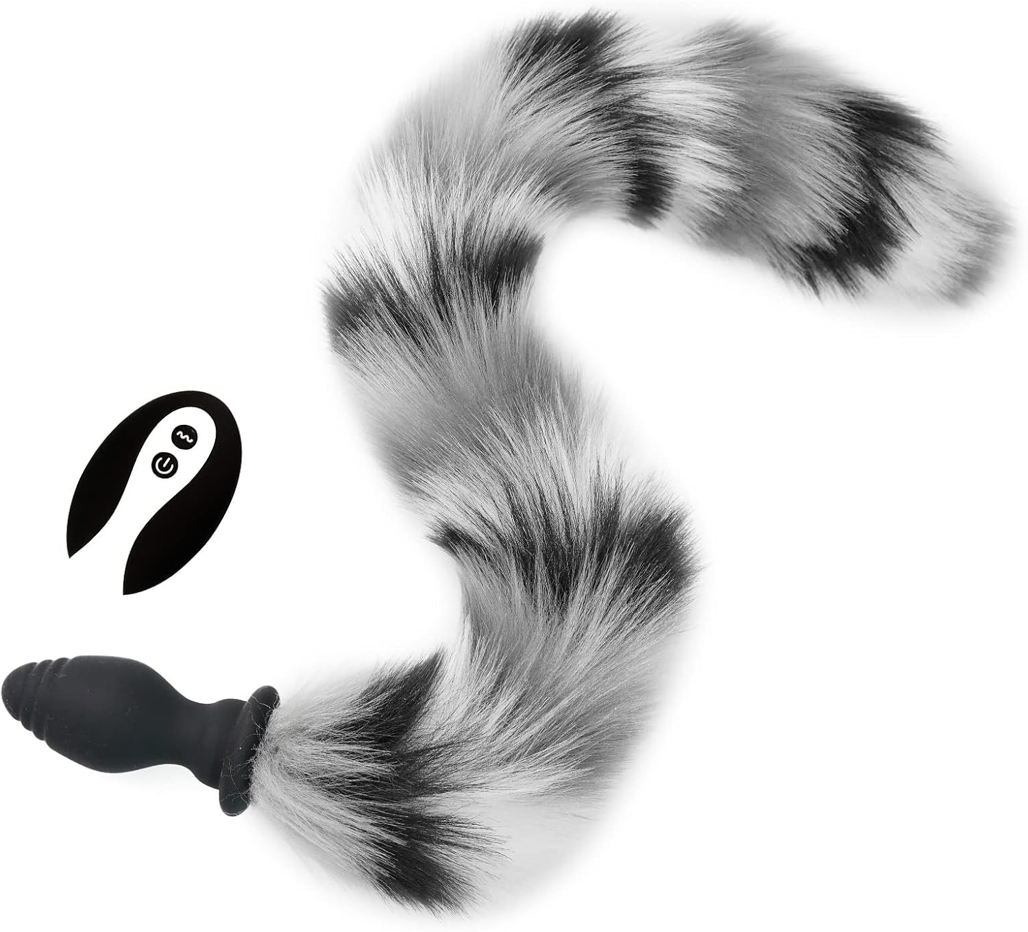 Multicolor Fox Tail Light Up Butt Plug - Black & white - image 26
