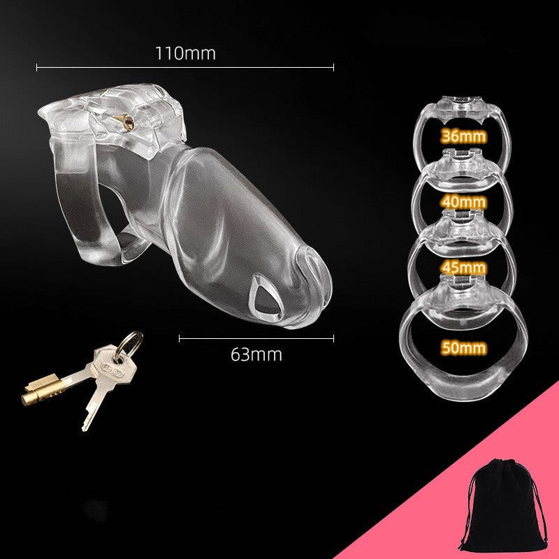 Transparent Chastity Cage Includes 4 Rings - Large - image 4
