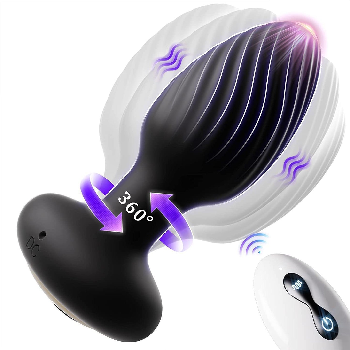 360° Rotation Prostate Vibrating Butt Plug - Black - image 0