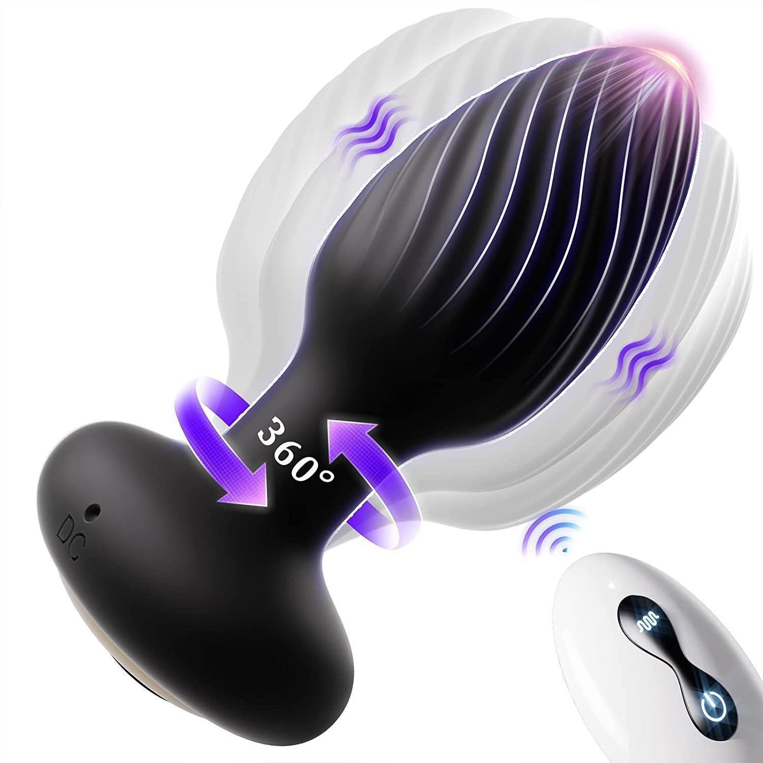 360° Rotation Prostate Vibrating Butt Plug - Black - image 0
