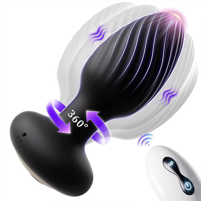 360° Rotation Prostate Vibrating Butt Plug - Black - image 0
