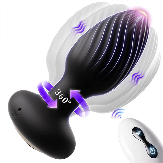 360° Rotation Prostate Vibrating Butt Plug - Black - image 0