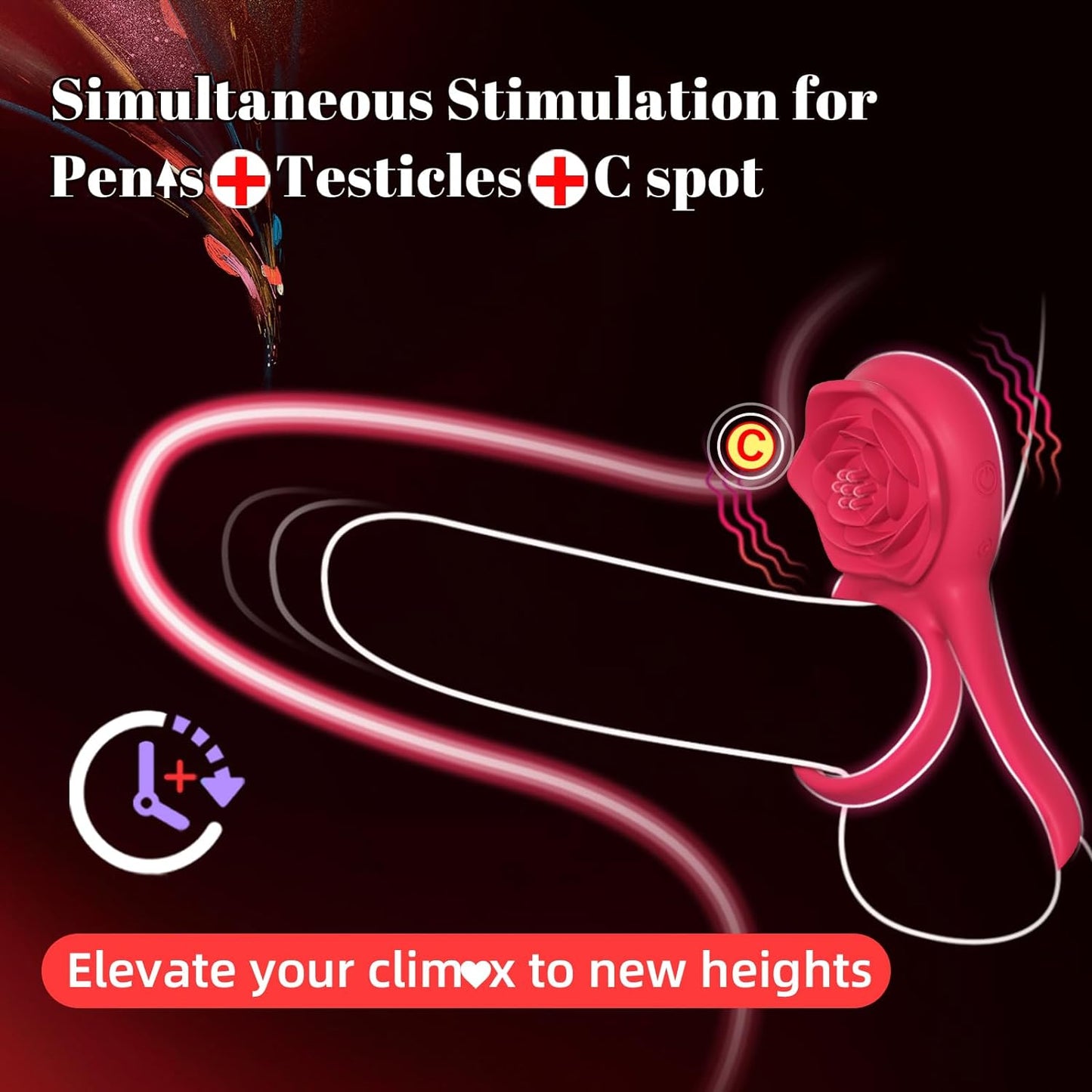 Remote Control Vibrating Cock Ring with Rose Clitoral Stimulator - image 1