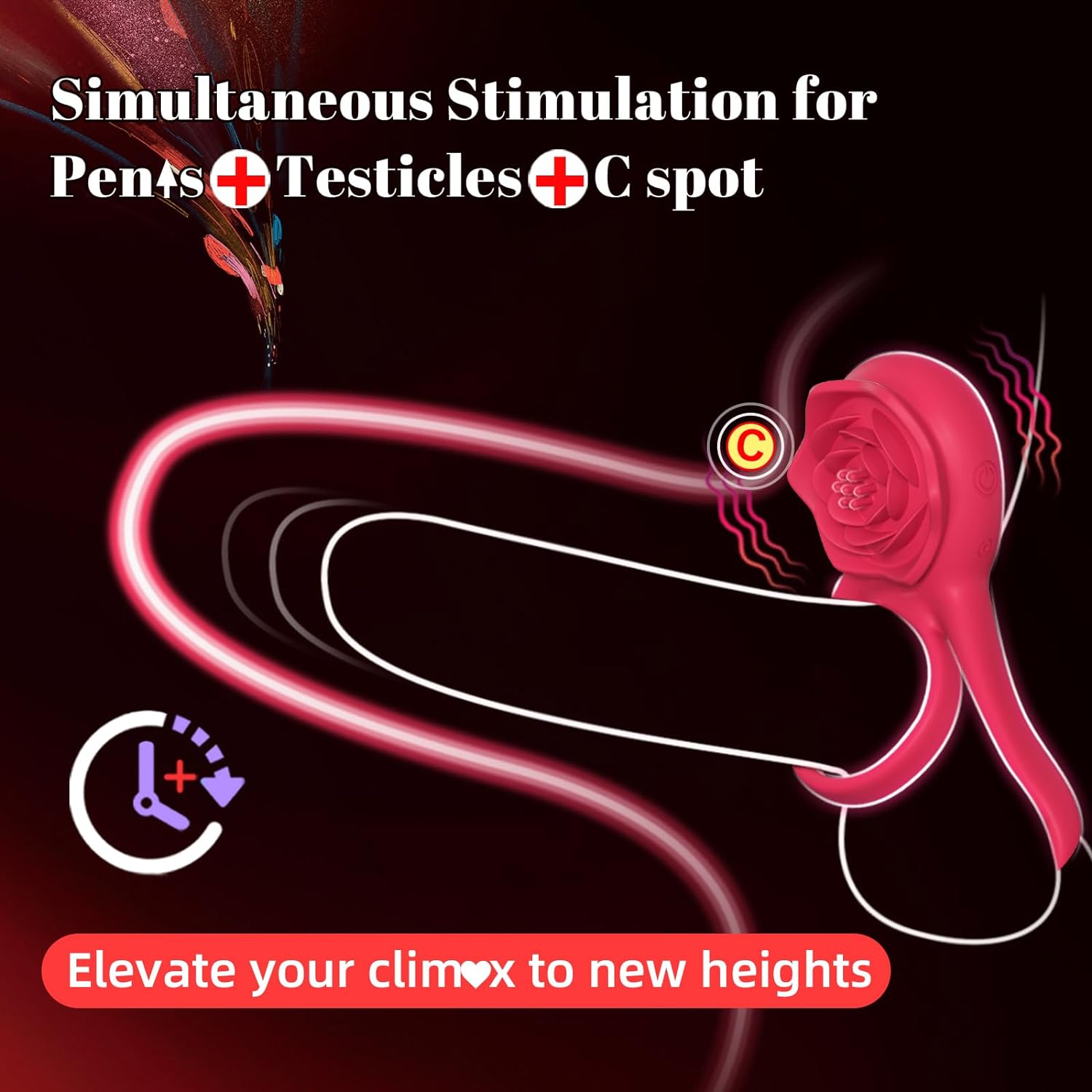 Remote Control Vibrating Cock Ring with Rose Clitoral Stimulator - image 1