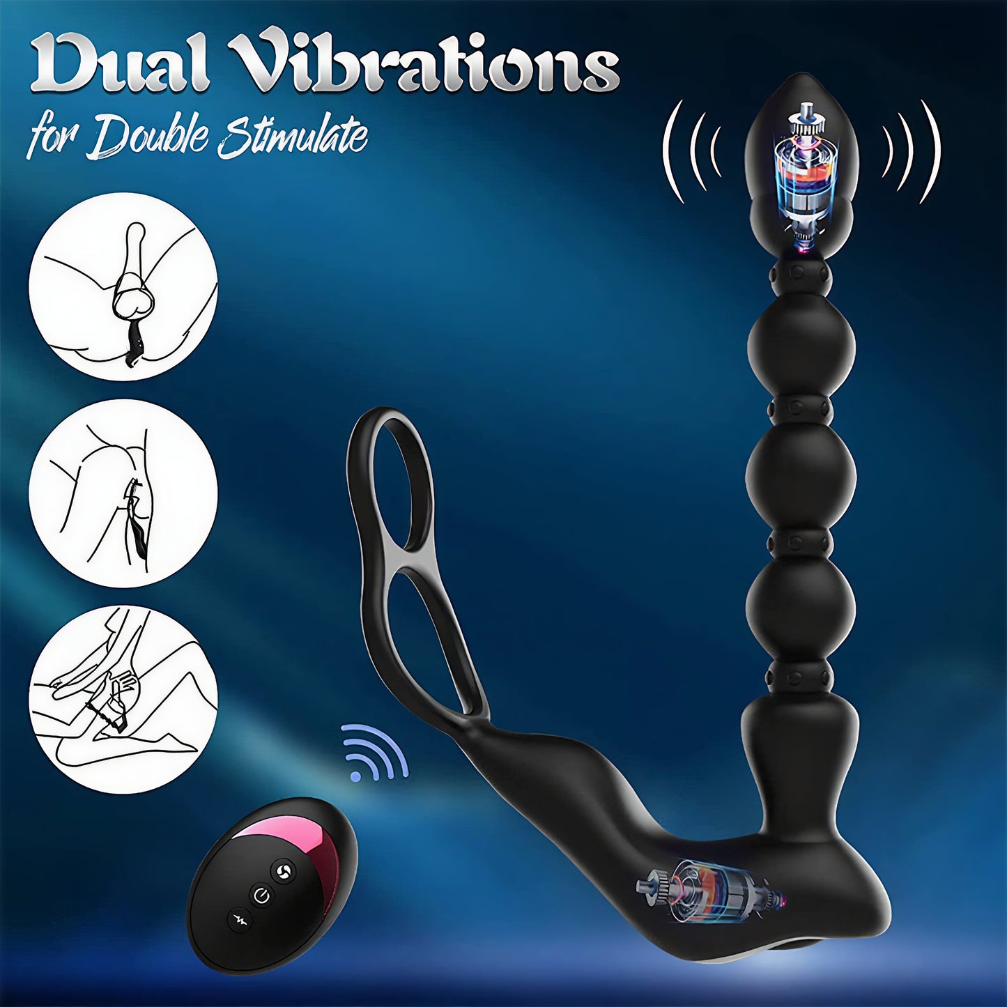 7.3'' Dual-Motor Prostate Massager with Remote Control & Flexible Anal Beads - image 5