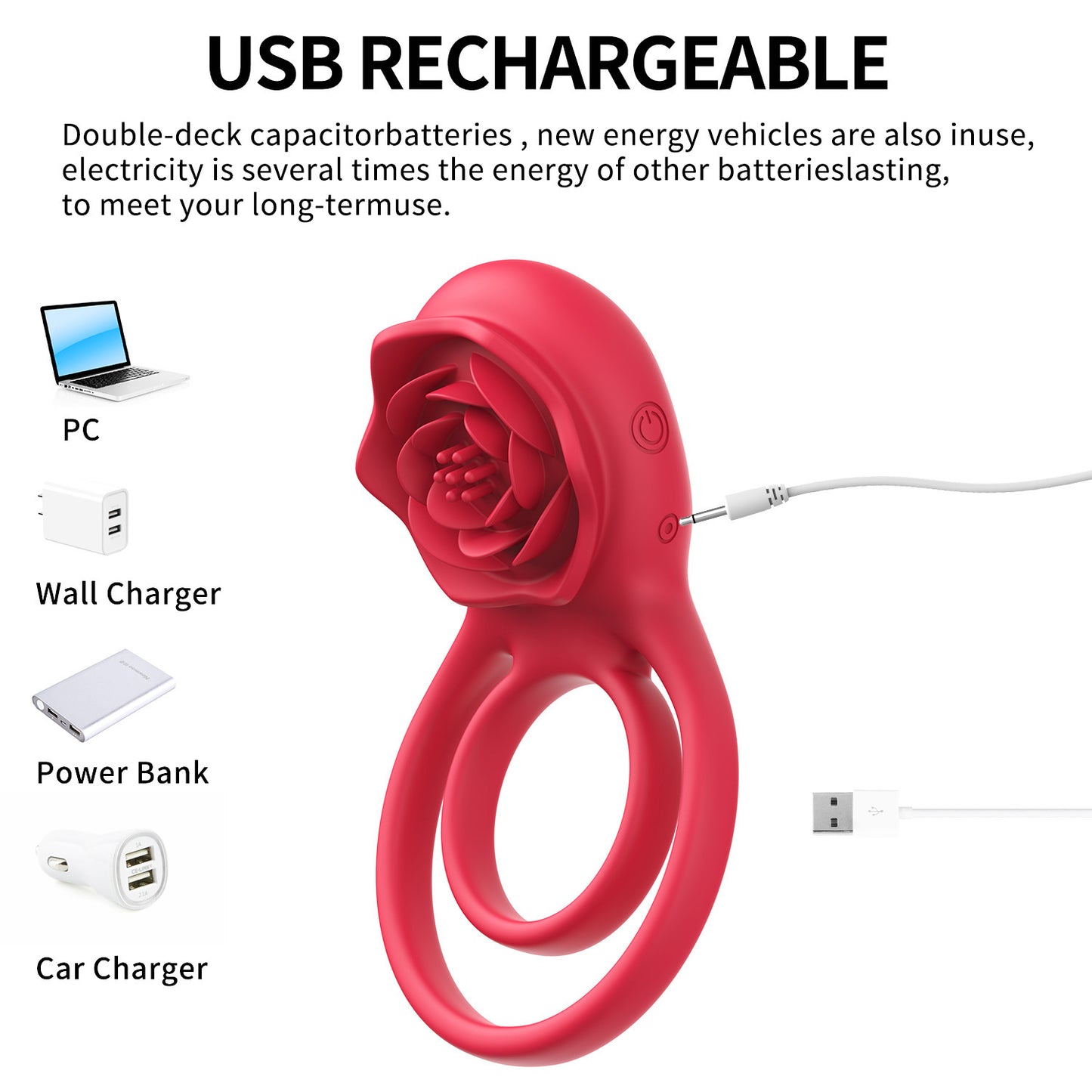 Remote Control Vibrating Cock Ring with Rose Clitoral Stimulator - image 5