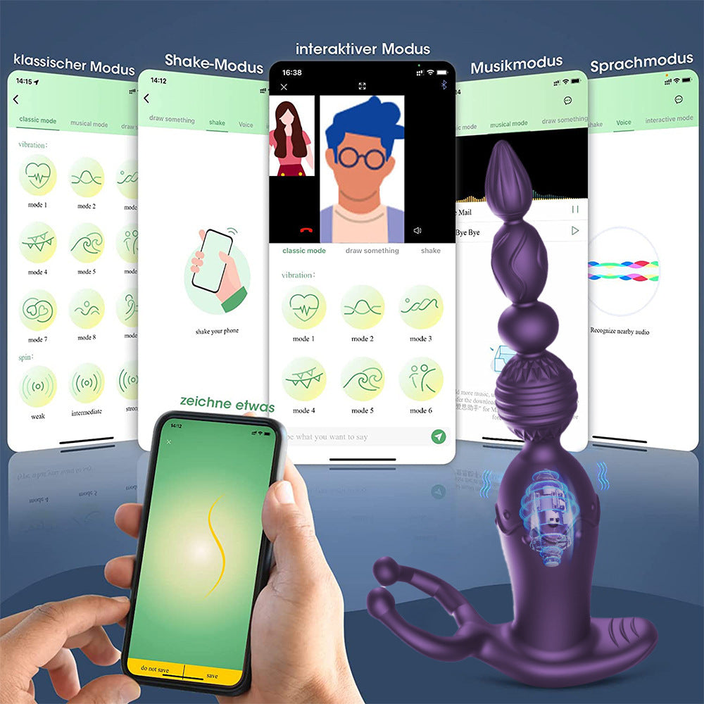 App Control Vibrating Beaded Butt Plug - Purple - image 9