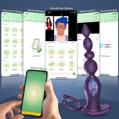 App Control Vibrating Beaded Butt Plug - Purple - image 9