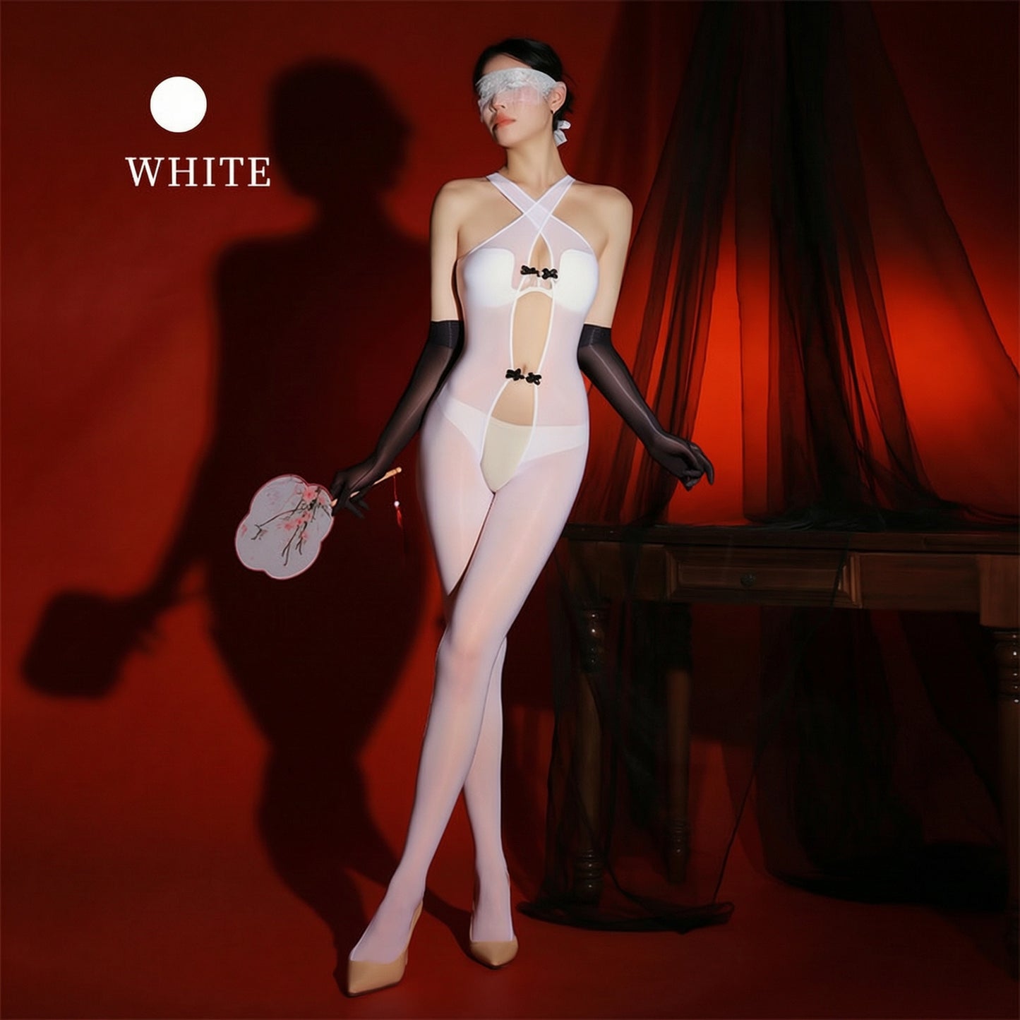 6d Shiny Cross Crotch Jumpsuit - White - One Size - image 2