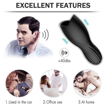 Vibrating Cock Ring Glan Ring Penis Training 10 Modes Men Masturbator - image 5