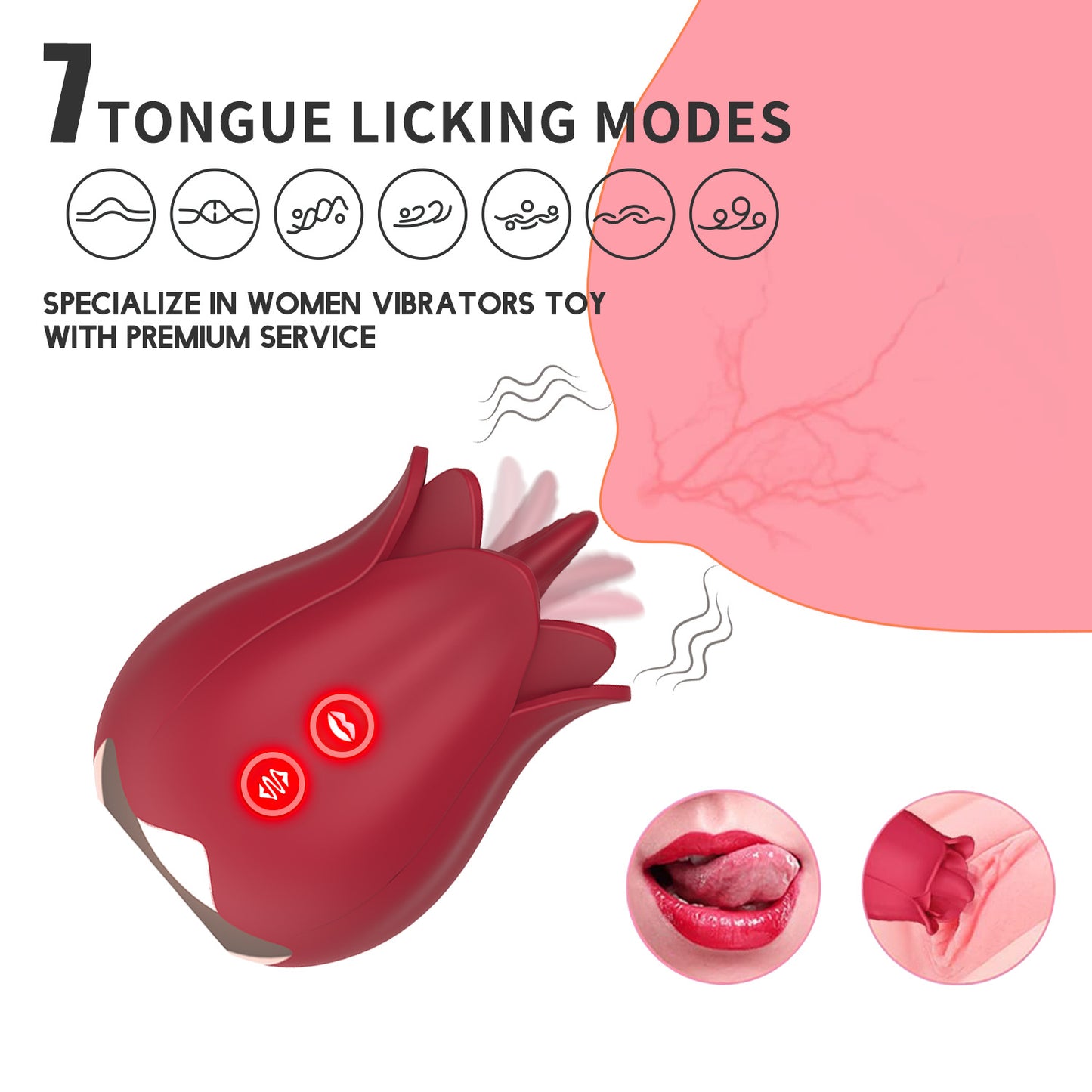 2-in-1 Rose Toy – Clitoral Licking & Vibration  Waterproof & Quiet - image 7