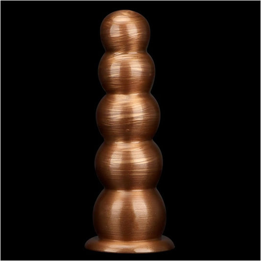 Graduated Beads Anal Plug with Suction Cup - Golden - image 0