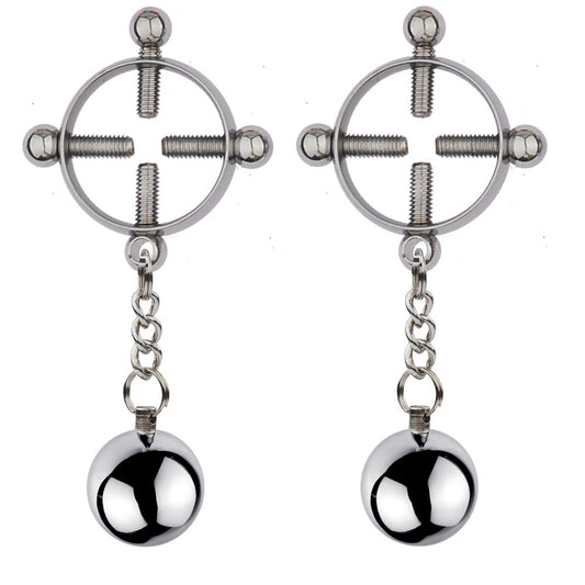 BDSM Cross Screw Nipple Clamps Nipple Clips - Silver - image 0