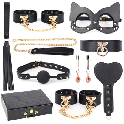 Erotic Leather BDSM Bondage Restraint 8pcs Set - image 4