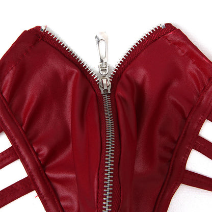 PU Leather Men's Underwear Lingerie Thong with Front Zipper - image 8