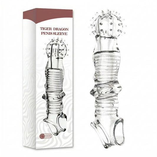 Textured Dotted Penis Sleeve - Clear - image 1