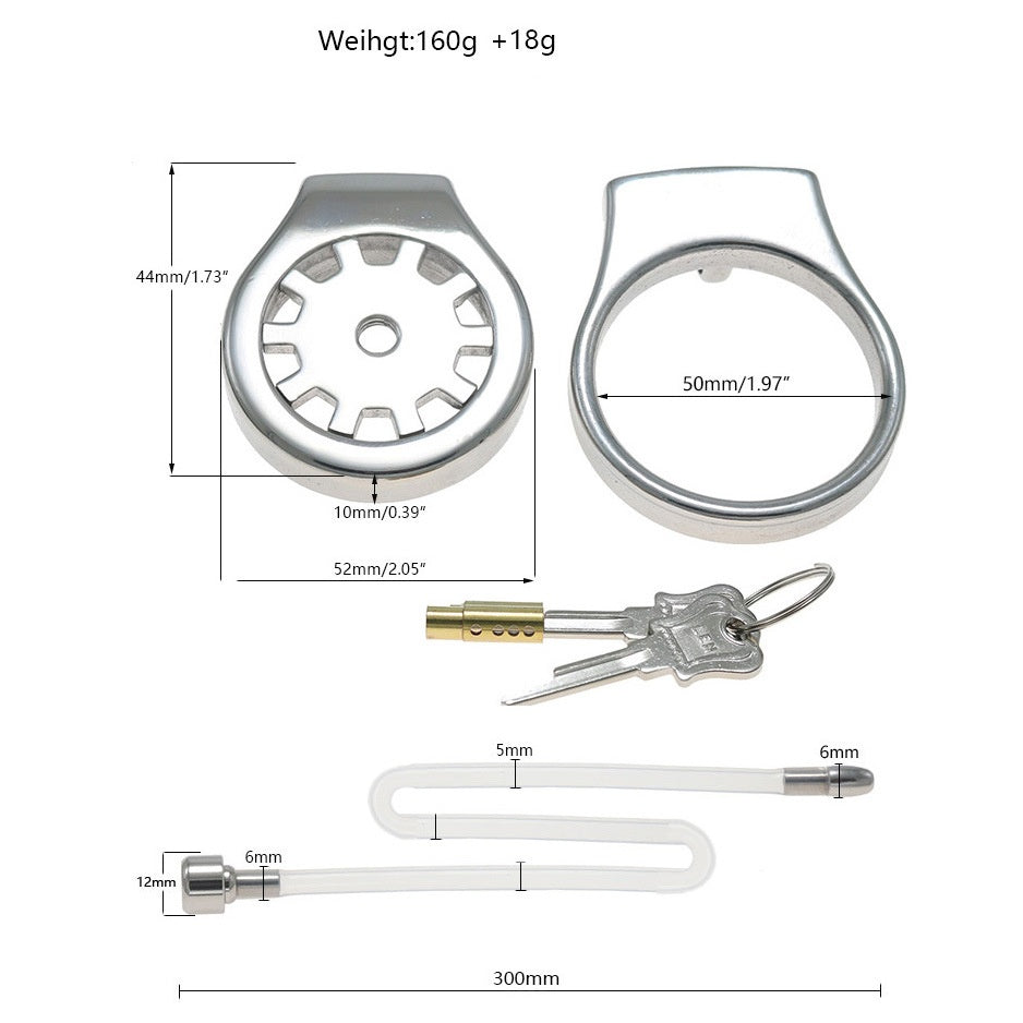 Thickened Stainless Steel Chastity Cage with 11.8-Inch Catheter – 4 Ring Sizes - A - 1.97'' - image 13