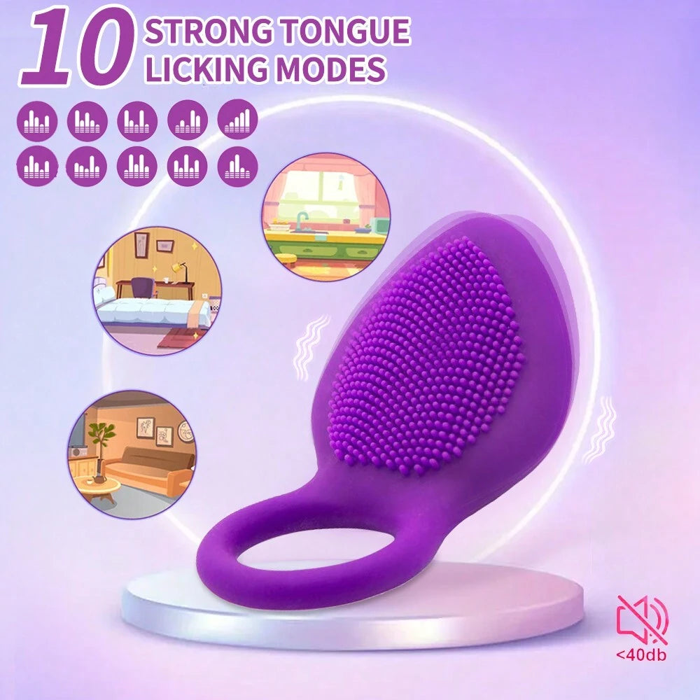 10-Speed Vibrating Cock Ring - Rechargeable Stretchy Silicone Ring for Couples - image 5