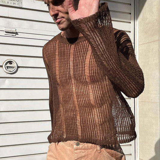 Micro Sheer Cutout Stretch Sweater - image 1