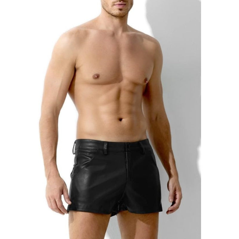Men's Leather-look Shorts - 5XL - Black - image 0